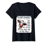 Funny Cow I'm Not Clumsy The Floor Just Hates Me V-Neck T-Shirt