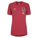 Umbro Womens England Rugby Leisure T-Shirt 2023 2024 Earth Red XS