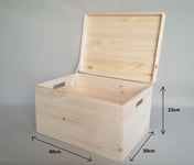 Large Wooden Box Lid and Handles Toy Tool Keepsake Storage Chest Trunk Craft