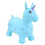 Happy Hopperz Inflatable Bouncy Animal with Grippable Ears/Horns, Easy to Clean Space Hopper for Indoor and Outdoor Play, Bouncing Toy, Pump Included, 12 Months-5 Years, Turquoise Unicorn