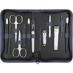 Kit manucure Solingen 12 pièces - kit ongle, coupe ongle, limes a ongles professionnelle, pince a epiler, repousse ongles, pousse cuticule, étui en simili-cuir de haute qualité