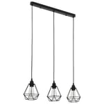 vidaXL loftlampe med diamantdesign 3 x E27-pærer sort