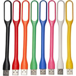 8-delad USB LED-lampa, Mini flexibel USB-lampa, Tangentbordslampa för bärbar dator/dator, USB-läslampa, Liten boklampa, 8 färger