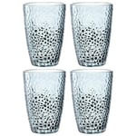 Leonardo Matera 024384 Lot de 4 verres en verre de qualité supérieure, aspect martelé, contenance 340 ml, fait à la main, passent au lave-vaisselle, robustes, bleus