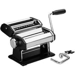 Premier Housewares 2560003 Pasta Making Machine Manual Pasta Maker Machines Stainless Steel Handle Roller / Cutter Chrome Finish Pasta Making Kit 15 x 21 x 20 , Black, H15 x W21 x D20cm