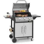 Klarstein - Barbecue Gaz Camping avec 3 Brûleurs à Gaz, Plancha au Gaz de 10.8 kW, Gril à Gaz en Acier Inoxydable, bbq Feu a Gaz, Plancha Gaz Inox,