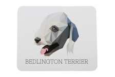 Bedlington Terrier, Rothbury Terrier - geometrisk musmatta med foto och inskription Art-Dog