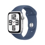 Apple Watch SE GPS 44 mm Boîtier en Aluminium Argent avec Bracelet Sport Denim S/M version 2024