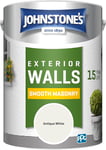 Johnstone's, Exterior Smooth Masonry Paint, Antique White, Up to 15 Years Protection, Weather & Dirt Resistant, 60m² Coverage Per Tin, Dry in 1-2 Hours, 5L