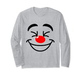 Red Nose Face Happy Face Red Nose 2024 Funny Kids Boys Girls Long Sleeve T-Shirt