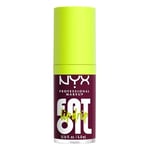 NYX Professional Makeup Lip Gloss, High Shine, Non-Sticky FInish, 12 Hours Hydrating, Fat Applicator, With Squalane, Raspberry and Cloudberry Oils, Fat Oil Lip Drip, Shade: That's Chic