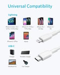 Anker USB C to Lightning Charging Cable 6ft Apple MFi Certified White for iPhone