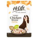 HILIFE,Chicken, Carrots it's only natural - Wet Dog Food - Luxury Chicken Breast, Carrots, Peas in Jelly - 100% Natural Grain Free, 15 Pouches x 100g