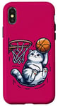 Coque pour iPhone X/XS Belle idée cadeau design drôle chat qui fait du basketball