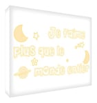 Feel Good Art Je T'Aime Plus que le Monde Entier Bloc décoratif en Acrylique Transparent Poli comme Diamant Jaune 14,8 x 10,5 x 2cm