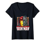Womens Marvel Iron Man Tony Stark Tech Beneath the Helmet & Logo V-Neck T-Shirt