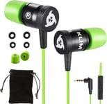 Fusion Ecouteurs Haute Qualité Audio - Durables + Garantis 5 Ans - Innovant - Ecouteur Intra-auriculaire avec Mousse à Mémoire de Forme et Microphone - Prise Jack 3,5mm - Nouvelle Version - Vert