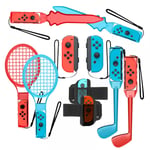 10 i 1 Sporttillbehör Paket för Nintendo Switch Sports, Familj Tillbehör Kit Kompatibel med Switch/Switch OLED Sportspel