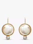 Eclectica Pre-Loved 18ct Gold Plated Statement Pearl Swarovski Crystal Earrings, Cream