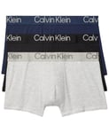 Calvin Klein Men's Ultra Soft Modern Modal 3-Pack Trunk, Black, Blue Shadow, Grey Heather, S