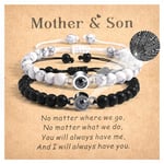 SUNSH 2 PCS Bracelet Mère Fils Bracelet de Famille Bracelet de Projection Je t'aime en 100 langues Bracelet ajustable Bracelet Mère Fils Cadeau d'Anniversaire de Noël pour Lui Elle