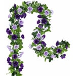 2pcs Guirlandes de Fleurs Artificielles 15,8 Pieds Vigne Rose Fleurs Suspendues en Soie pour Arche de Mariage Fête Maison Jardin Mur Décor (Violet)
