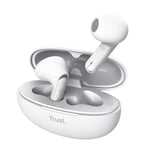 Trust Yavi Wireless Earphones Bluetooth with ENC Noise Cancelling Microphones, 23 Hours Playtime, 35% Recycled Plastics, In Ear Wireless Headphones, Wireless Earbuds iPhone Android iOS - White