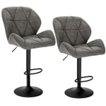 WOLTU BH287gr-2 Lot de 2 Tabouret de Bar réglable en Hauteur Chaise Haute pour Bar avec Dossier siège rembouré en Similicuir Pied en métal,Gris