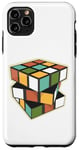 Coque pour iPhone 11 Pro Max Puzzle rétro en forme de cube - Couleurs vives et géométriques