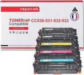 TONER CC530A (x2) + CC531A 304A + CC533A 304A + CC532A CC530A (x2) + CC531A 304A + CC533A Noir x2 + Cyan + Magenta + Jaune x 5 Compatible pour HP-NOPAN-INK P LaserJet Pro 300 Color M351a P LaserJet Pro 300 Color MFP M375nw P LaserJet Pro 400 Color M