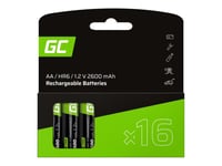 16X Oppladbare Batterier Aa R6 2600Mah Ni-Mh Grønne Celle Ladebatterier