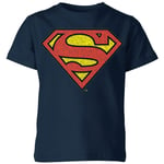 Official Superman Crackle Logo Kids' T-Shirt - Navy - 7-8 Years - Navy