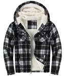 JACKETOWN Chemise à Carreaux pour Homme Chemise Thermique en Polaire pour Homme Longues à Carreaux avec Fermeture éclair Doublure en Polaire Veste d'hiver Hoodies Veste de flanelle Chaud