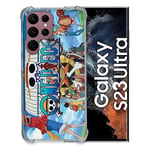 Cokitec Coque Renfocée en Verre Trempé pour Samsung Galaxy S23 Ultra Manga One Piece Sunny