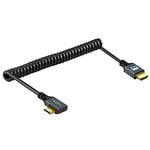 Twozoh Câble Mini HDMI vers HDMI Spiralé Coudé à Gauche, Câble Mini HDMI vers HDMI Spiralé 3D/4K 1080p étiré jusqu'à 1,5M