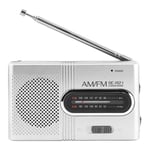 143 Universal Portable AM FM Mini Radio Stereo Receiver with Boomboxes Music Player Pocket Radio Earphone Jack Powered by 2 AA Batteries (Not Included)