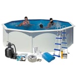 Poolpaket Swim & Fun White Steel Rund Baspaket 132 cm Djup