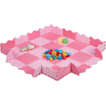 Relaxdays - Tapis de sol puzzle 36 pièces, mousse eva, sans polluants, 1,4 m2, dalle jeu bébé bord, rose-fluo