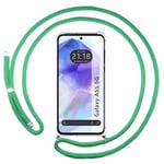 Tumundosmartphone Étui pendentif transparent pour Samsung Galaxy A55 5G avec cordon vert d'eau