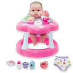 JC TOYS - Poupée Lots to Love Babies en Vinyle Souple 36 cm avec déambulateur et 6 Accessoires - Rose conçue par Berenguer, 2 Ans