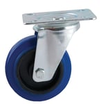 Roulette D160mm caoutchouc bleu platine pivotante - AVL - 527835O