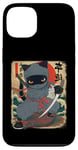 Coque pour iPhone 13 Chat ninja japonais, chat noir kawaii ninja