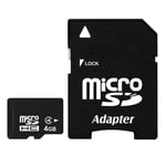 Carte Mémoire Micro Sdhc 4 Go Classe 4 Universelle Appareil Photo + Adaptateur YONIS - Neuf