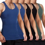 FALARY Débardeur Homme Lot de 5 Maillot de Corps 100% Coton Toutes Les Tailles et Les Couleurs Bleu Noir Olive S