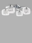 Impex Avignon Glass Cube Semi-Flush Ceiling Light, Chrome