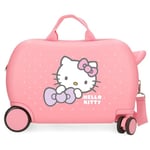 Hello Kitty My Favourite Bow, Valise Cabine, Valise pour Enfant, fabriquée en ABS, Quatre Roues Doubles de Rotation multidirectionnelle, Pratique intérieure avec Deux Compartiments en Caoutchouc