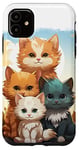 Coque pour iPhone 11 Mignon anime chat photo de famille sur rocher ensoleillé jour portrait