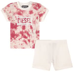 Diesel Logo Tie Dye T-shirt Och Shorts Set Fuxia Fluo | Rosa | 3 months