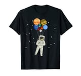 Astronaut Holding Planet Balloons of Solar System T-Shirt