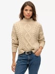 Superdry Aran Cable Knit Polo Neck Jumper